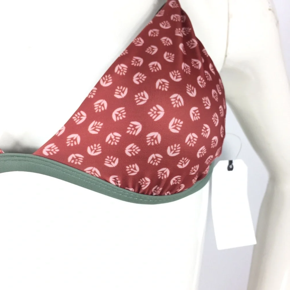 Leith Printed Triangle Bikini Top S